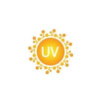 uv proteccion logo y icono vector, ultravioleta con reflexión alrededor el circulo vector