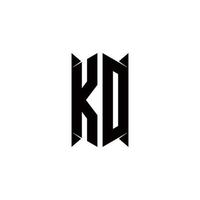 KD Logo monogram with shield shape designs template vector