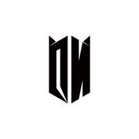 QN Logo monogram with shield shape designs template vector