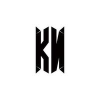 KN Logo monogram with shield shape designs template vector