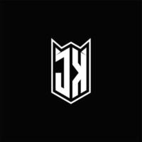 JK Logo monogram with shield shape designs template vector