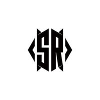 SR Logo monogram with shield shape designs template vector