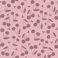 Vector seamless pastel pink cherries pattern.