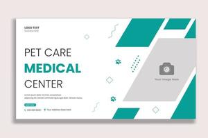 Pet care medical center social media post and web banner template vector