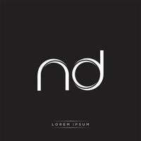 ND Initial Letter Split Lowercase Logo Modern Monogram Template Isolated on Black White vector