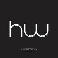 HW Initial Letter Split Lowercase Logo Modern Monogram Template Isolated on Black White vector