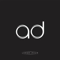 AD Initial Letter Split Lowercase Logo Modern Monogram Template Isolated on Black White vector