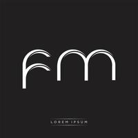 FM Initial Letter Split Lowercase Logo Modern Monogram Template Isolated on Black White vector