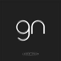 GN Initial Letter Split Lowercase Logo Modern Monogram Template Isolated on Black White vector