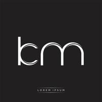 KM Initial Letter Split Lowercase Logo Modern Monogram Template Isolated on Black White vector