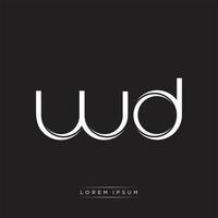 WD Initial Letter Split Lowercase Logo Modern Monogram Template Isolated on Black White vector