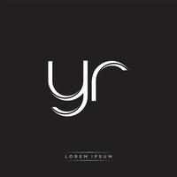 YR Initial Letter Split Lowercase Logo Modern Monogram Template Isolated on Black White vector