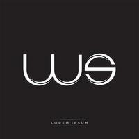 WS Initial Letter Split Lowercase Logo Modern Monogram Template Isolated on Black White vector
