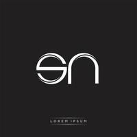 SN Initial Letter Split Lowercase Logo Modern Monogram Template Isolated on Black White vector