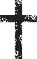 Grunge Christian cross. Black and white. Vector illustration.