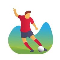 player kicking the ball in flat design. vector illustration