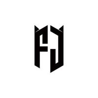 FJ Logo monogram with shield shape designs template vector