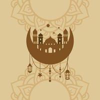 islámico creciente para Ramadán kareem eid Mubarak vector