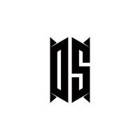 DS Logo monogram with shield shape designs template vector