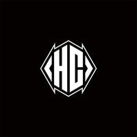 HC Logo monogram with shield shape designs template vector