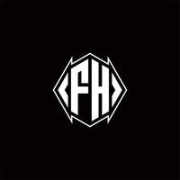 fh logo monograma con proteger forma diseños modelo vector