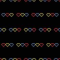 Seamless Pixel Heart Pattern Swatch vector