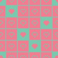 Seamless Pixel Heart Pattern Swatch vector