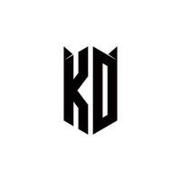 KD Logo monogram with shield shape designs template vector