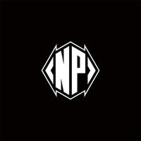 NP Logo monogram with shield shape designs template vector