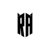 RA Logo monogram with shield shape designs template vector