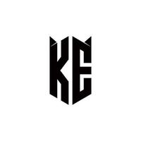 KE Logo monogram with shield shape designs template vector