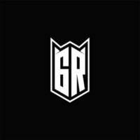 GR Logo monogram with shield shape designs template vector