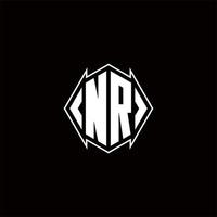 NR Logo monogram with shield shape designs template vector