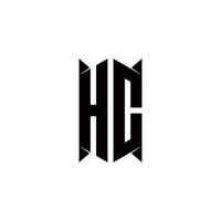 HC Logo monogram with shield shape designs template vector