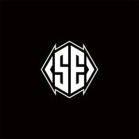 SE Logo monogram with shield shape designs template vector