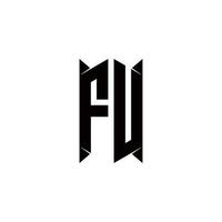 FU Logo monogram with shield shape designs template vector