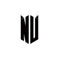 NU Logo monogram with shield shape designs template vector