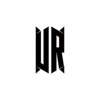 UR Logo monogram with shield shape designs template vector