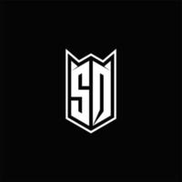SQ Logo monogram with shield shape designs template vector