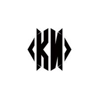 KN Logo monogram with shield shape designs template vector