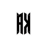 AK Logo monogram with shield shape designs template vector