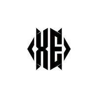 XE Logo monogram with shield shape designs template vector