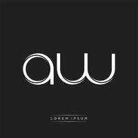 AW Initial Letter Split Lowercase Logo Modern Monogram Template Isolated on Black White vector