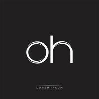 OH Initial Letter Split Lowercase Logo Modern Monogram Template Isolated on Black White vector