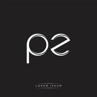 PZ Initial Letter Split Lowercase Logo Modern Monogram Template Isolated on Black White vector