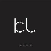 KL Initial Letter Split Lowercase Logo Modern Monogram Template Isolated on Black White vector
