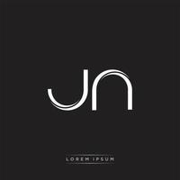 JN Initial Letter Split Lowercase Logo Modern Monogram Template Isolated on Black White vector