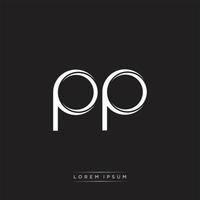 PP Initial Letter Split Lowercase Logo Modern Monogram Template Isolated on Black White vector