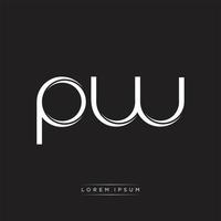 PW Initial Letter Split Lowercase Logo Modern Monogram Template Isolated on Black White vector