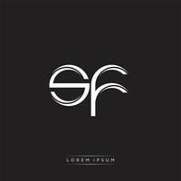 SF Initial Letter Split Lowercase Logo Modern Monogram Template Isolated on Black White vector